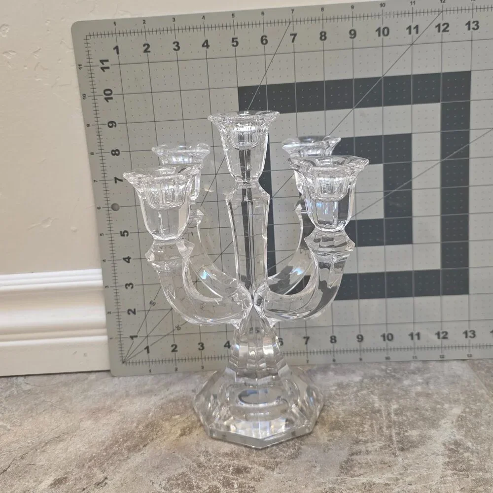 Vtg TOWLE Lead Crystal Austria 5 Arm Candelabra Candle Holder 9.75” Tall